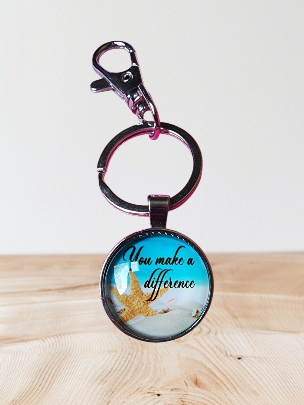 You Make a Difference Starfish Keychain - Blue